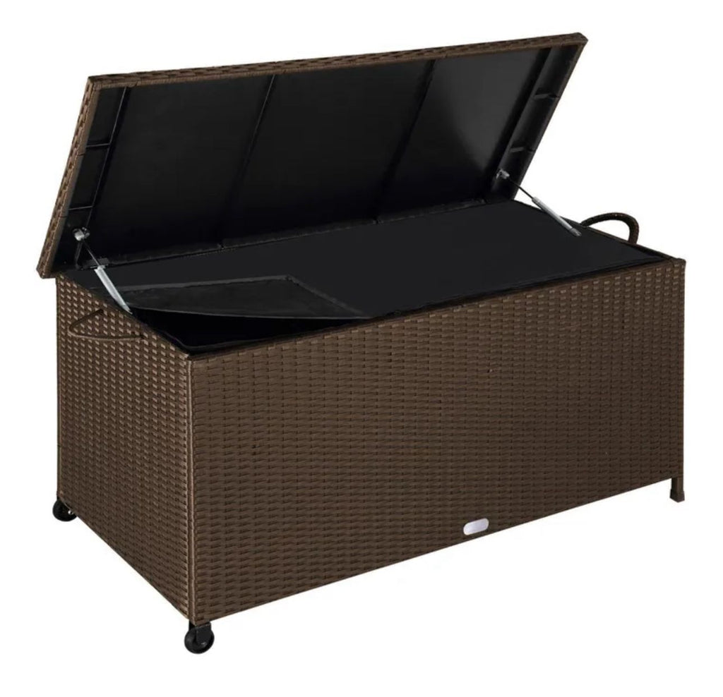 Gartenbox Rattan Braun Groß