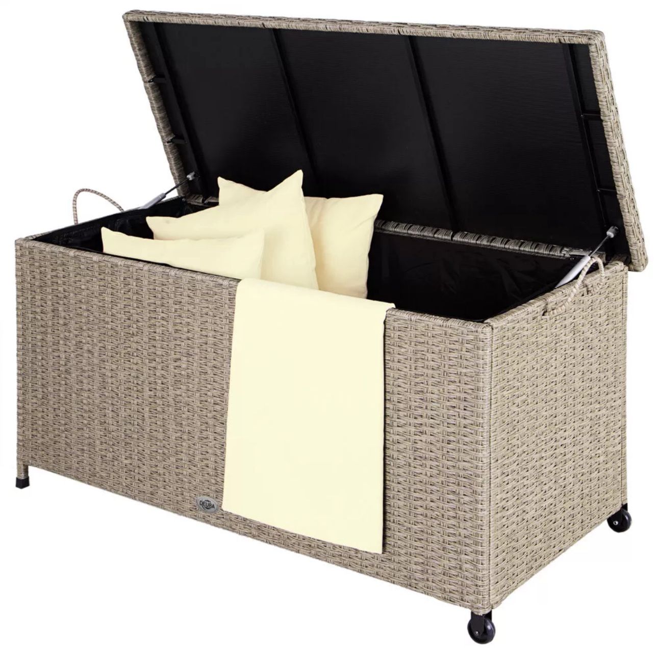 Gartenbox Rattan Creme Beige Groß