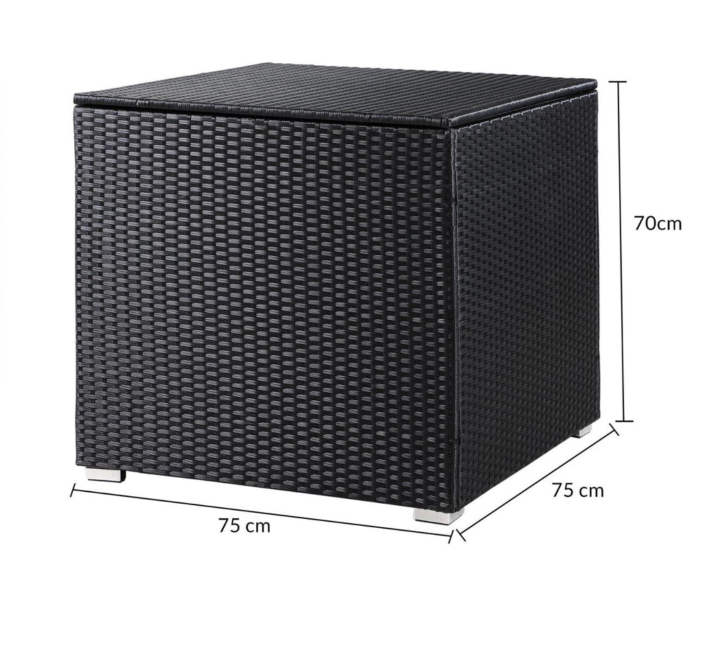 Gartenbox Würfel Rattan Schwarz