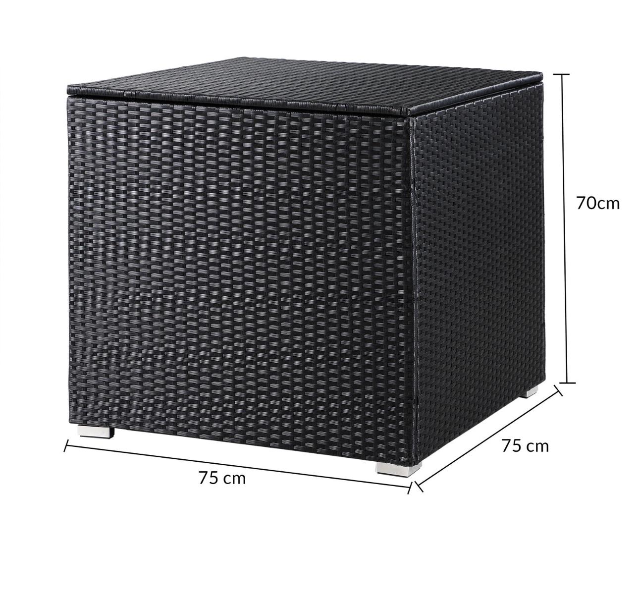 Gartenbox Würfel Rattan Schwarz