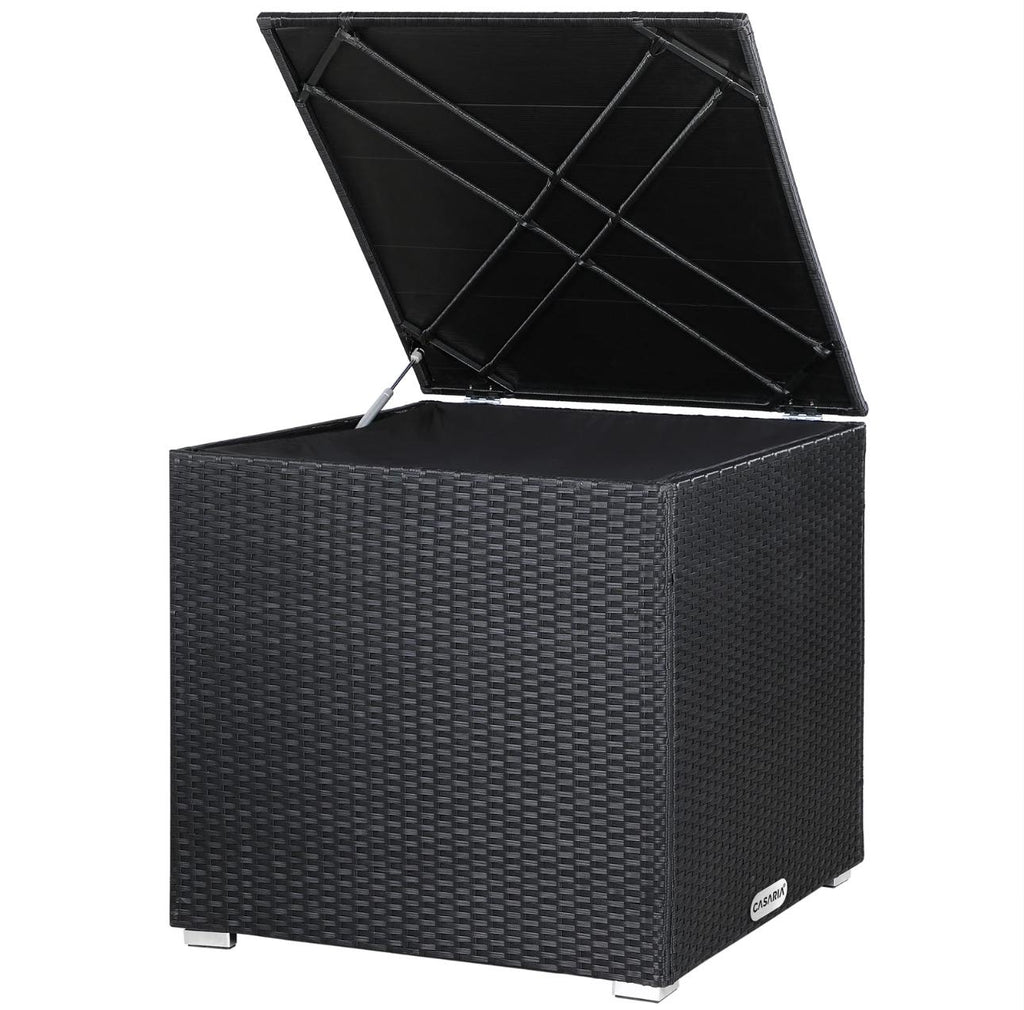 Gartenbox Würfel Rattan Schwarz