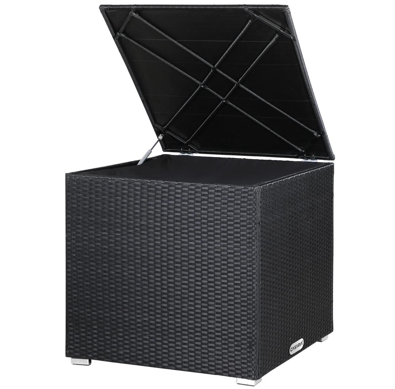 Gartenbox Würfel Rattan Schwarz