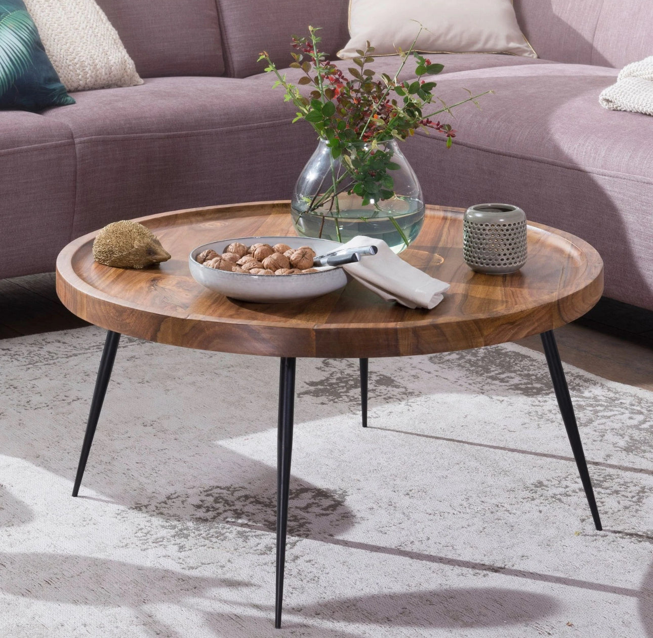 Wohnling Couchtisch Massivholz 75cm Wohnzimmertisch