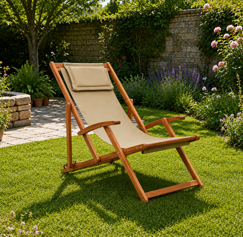 Sonnenliege Klappstuhl Beige/Creme