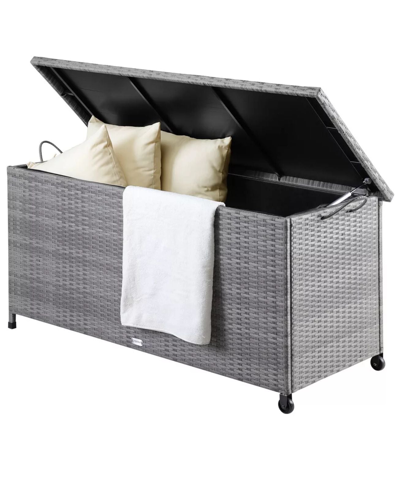 Gartenbox Rattan Hellgrau Groß