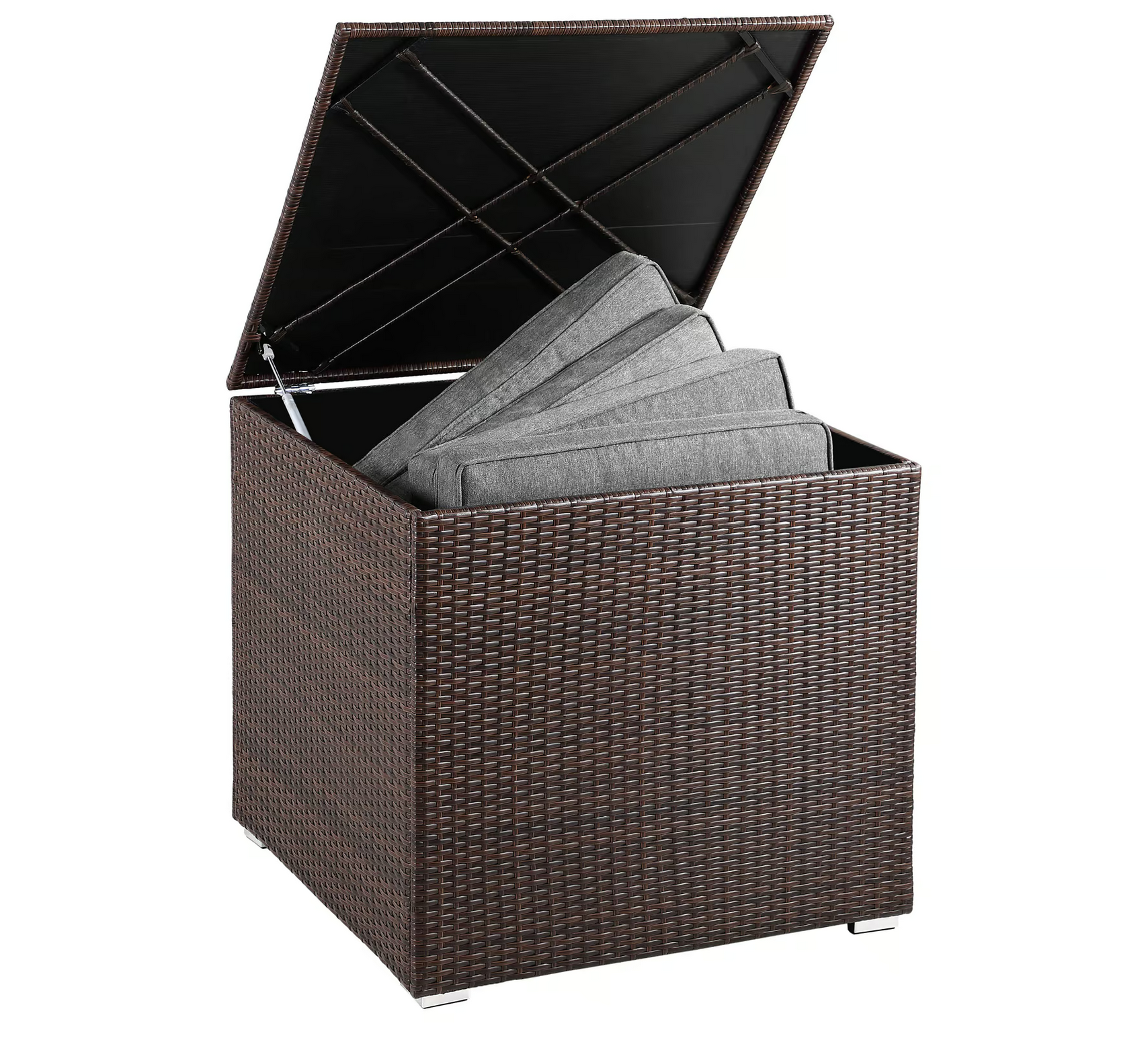 Gartenbox Würfel Rattan Braun