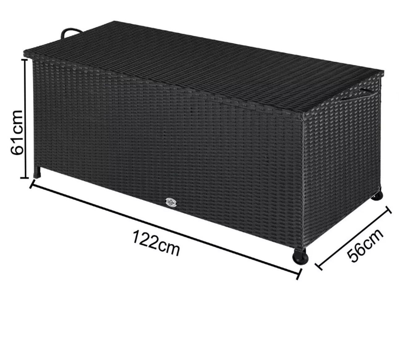 Gartenbox Rattan Schwarz Groß